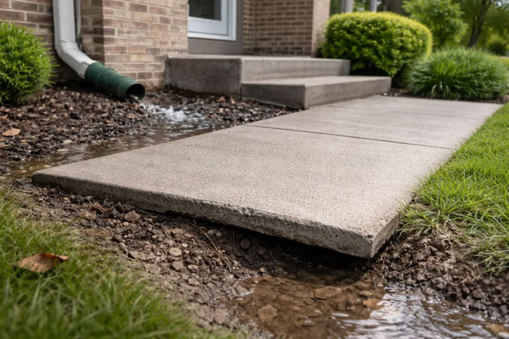 How Poor Drainage Causes Sinking Concrete in Columbus Ohio